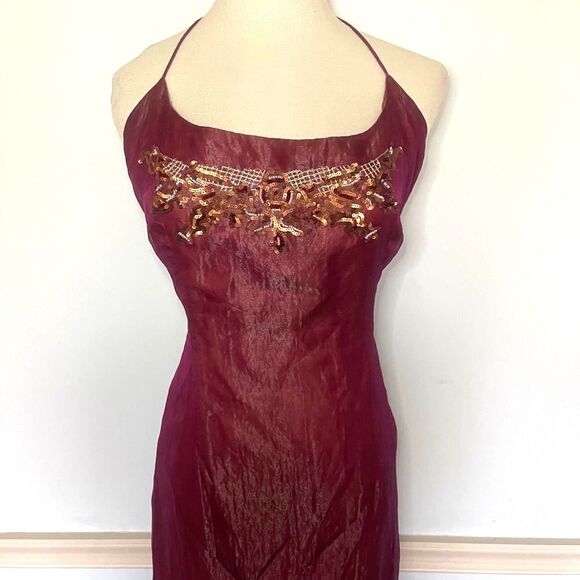 🆕 [Nicole Miller] Burgundy Beaded Silk Lined Gown Sz: 12 NWT! - Picture 4 of 12